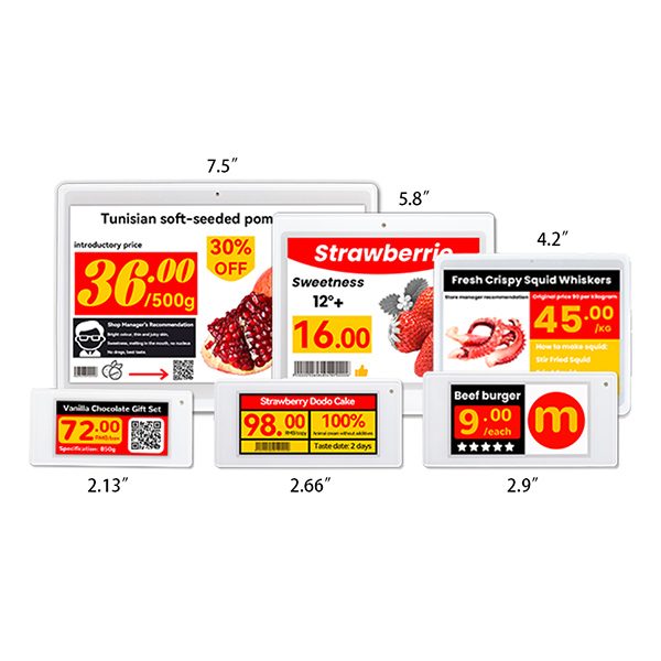 Pantalla electrónica de etiquetas para venta minorista de 2,13 pulgadas y 4 colores, color negro, blanco, rojo y amarillo