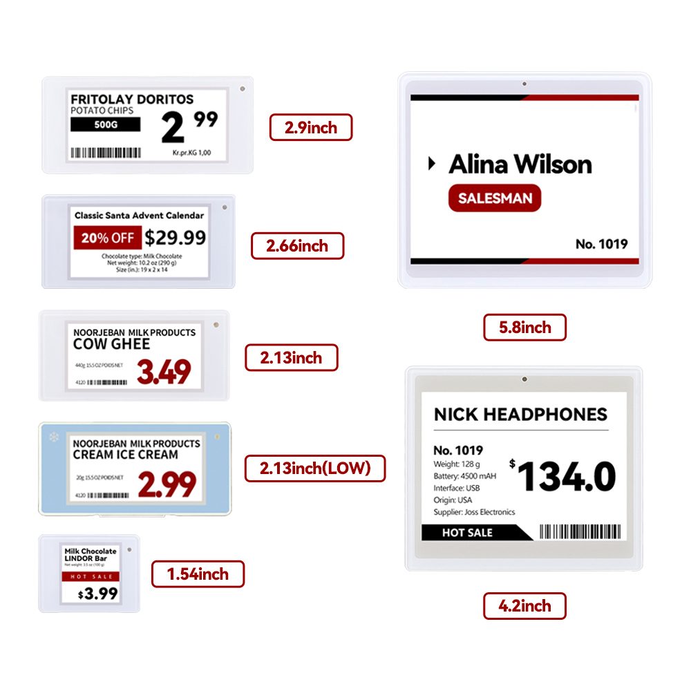 Kits de demostración de etiquetas electrónicas para estanterías, 10 unidades