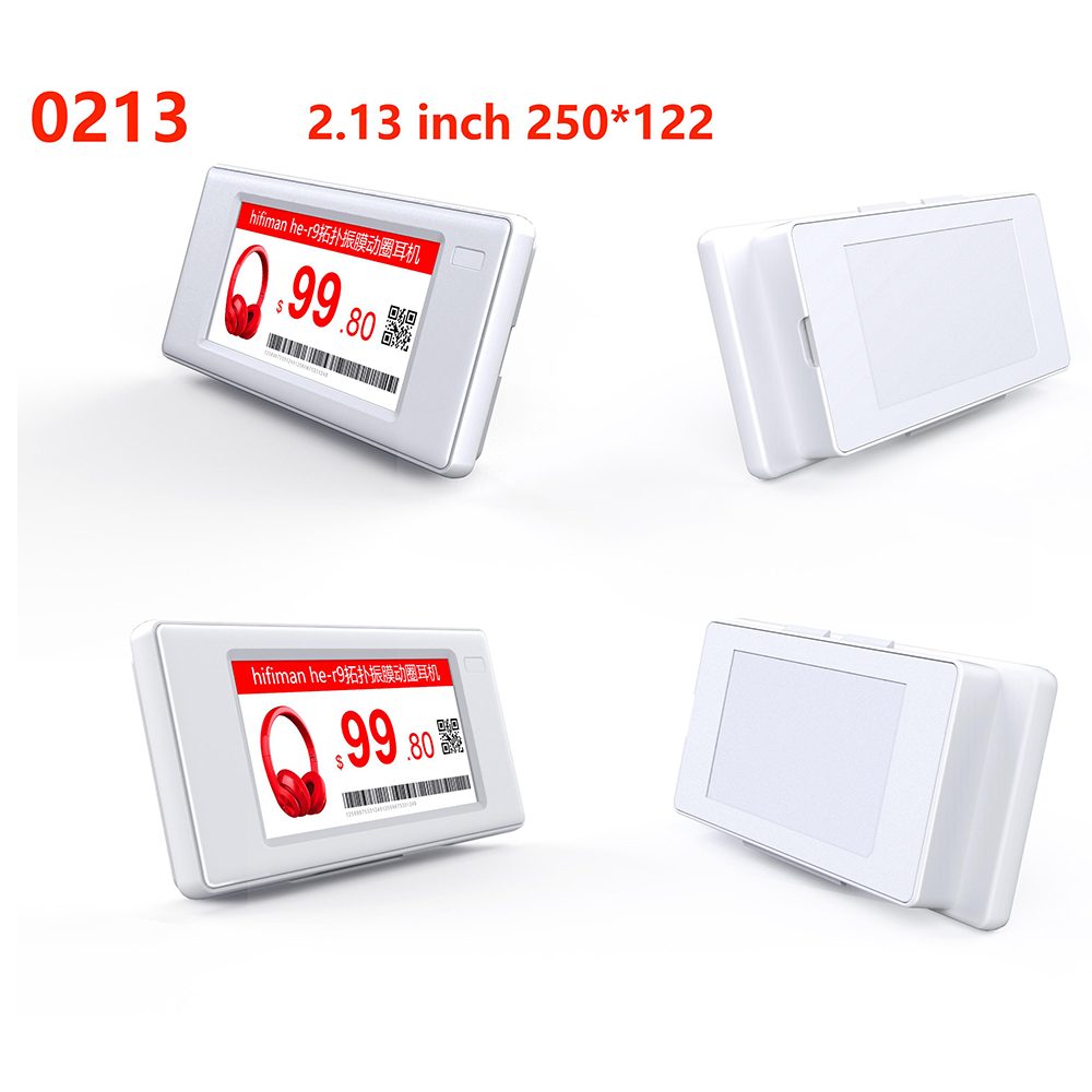 Etiqueta electrónica para estantes de 2,13 pulgadas y 3 colores, color negro, blanco y rojo