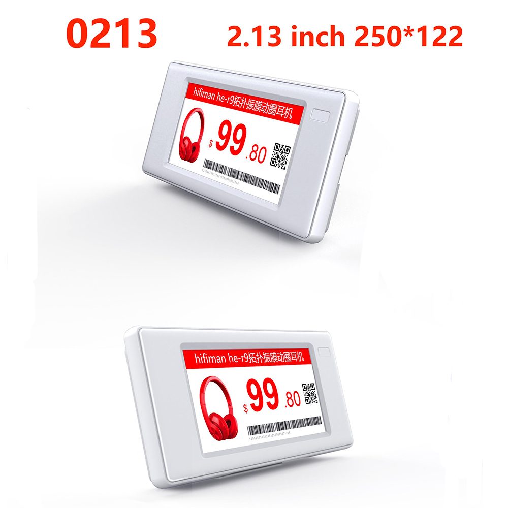 Etiqueta electrónica para estantes de 2,13 pulgadas y 3 colores, color negro, blanco y rojo
