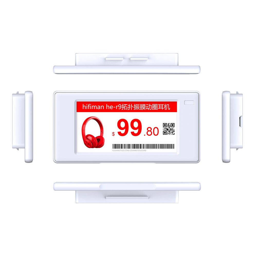 Etiqueta electrónica para estantes de 2,66 pulgadas y 3 colores, color negro, blanco y rojo